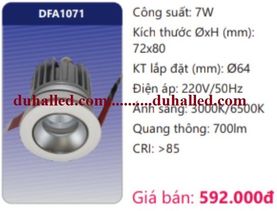  ĐÈN LED ÂM TRẦN CHIẾU ĐIỂM DUHAL 7W DFA1071 / DFA 1071 