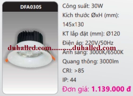  ĐÈN LED ÂM TRẦN CHIẾU SÂU TRẦN CAO DUHAL 30W DFA0305 / DFA 0305 