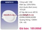  ĐÈN LED ÂM TRẦN DUHAL ĐỔI MÀU 12W KDMT0121 / KDMT 0121 