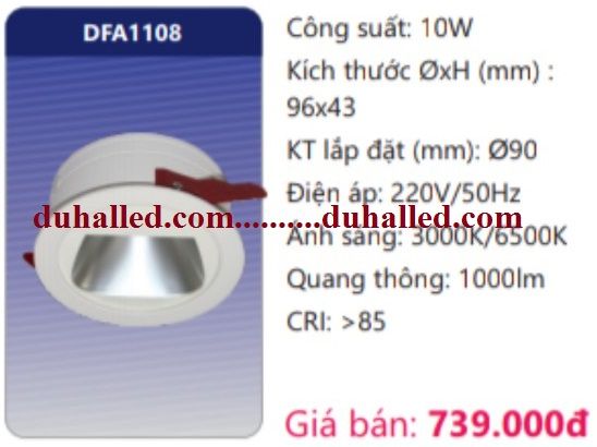  ĐÈN LED ÂM TRẦN DUHAL 10W DFA1108 / DFA 1108 