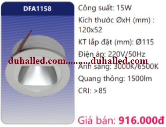  ĐÈN LED ÂM TRẦN DUHAL 15W DFA1158 / DFA 1158 