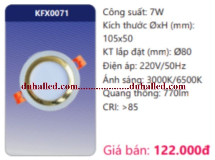  ĐÈN LED ÂM TRẦN TRANG TRÍ DUHAL 7W KFX0071 / KFX 0071 