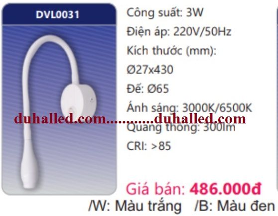  ĐÈN LED CHIẾU ĐIỂM GẮN NỔI DUHAL 3W DVL0031 / DVL 0031 