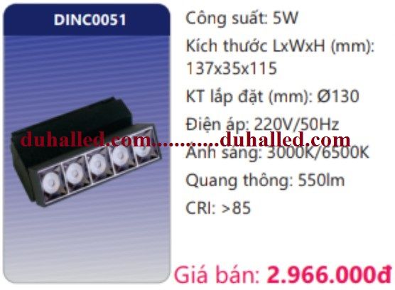  ĐÈN LED NAM CHÂM ỐP TRẦN CHIẾU ĐIỂM DUHAL 5W DINC0051 / DINC 0051 