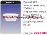  ĐÈN LED DOWNLIGHT ÂM TRẦN VUÔNG DUHAL 20W GÓC RỘNG (CHIẾU RỘNG) KDGV0201 / KDGV 0201 