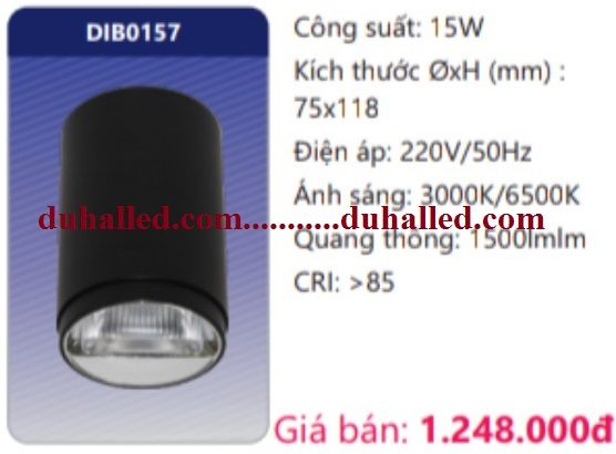  ĐÈN LED GẮN NỔI CHIẾU SÂU (CHIẾU ĐIỂM) DUHAL 15W DIB0157 / DIB 0157 