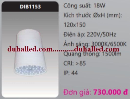  ĐÈN LED GẮN TRẦN NỔI DUHAL 18W DIB1153 / DIB 1153 