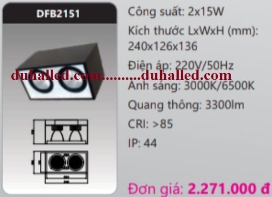  ĐÈN LED GẮN TRẦN NỔI DHAL 2x15W DFB2151 / DFB2151 