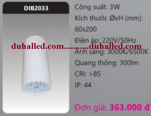  ĐÈN LED GẮN NỔI CHIẾU ĐIỂM DUHAL 3W DIB2033 / DIB 2033 