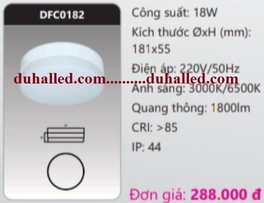  ĐÈN LED ỐP TRẦN DUHAL 18W DFC0182 / DFC 0182 