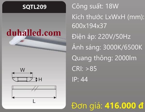  ĐÈN LED ỐP TRẦN DUHAL 18W SQTL209 / SQTL 209 