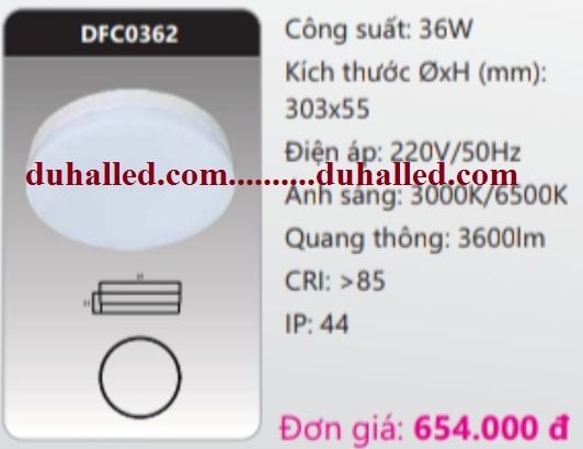  ĐÈN LED ỐP TRẦN DUHAL 36W DFC0362 / DFC0362 