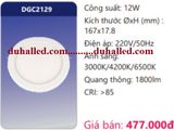  ĐÈN LED ỐP TRẦN SIÊU MỎNG ĐỔI MÀU DUHAL 12W DGC2129 / DGC 2129 