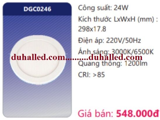  ĐÈN LED ỐP TRẦN SIÊU MỎNG DUHAL 24W DGC0246 / DGC 0246 