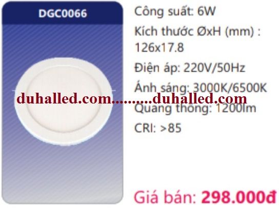  ĐÈN LED ỐP TRẦN SIÊU MỎNG DUHAL 6W DGC0066 / DGC 0066 