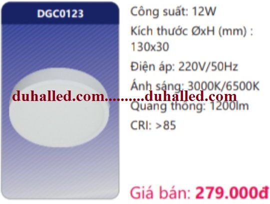  ĐÈN LED PANEL GẮN NỔI DUHAL 12W DGC0123 / DGC 0123 