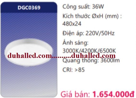  ĐÈN LED PANEL ỐP TRẦN SIÊU MỎNG CAO CẤP ĐỔI MÀU DUHAL 36W DGC0369 / DGC0369 