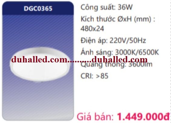  ĐÈN LED PANEL ỐP TRẦN SIÊU MỎNG CAO CẤP DUHAL 36W DGC0365 / DGC0365 