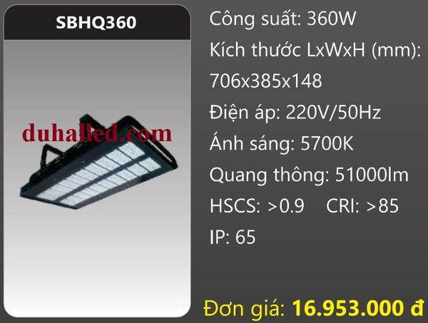  ĐÈN PHA LED BẢNG DUHAL 360W SBHQ360 / SBHQ 360 