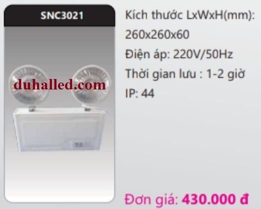  ĐÈN SẠC KHẨN CẤP DUHAL LƯU 1 ĐẾN 2 GIỜ SNC3021 / SNC 3021 