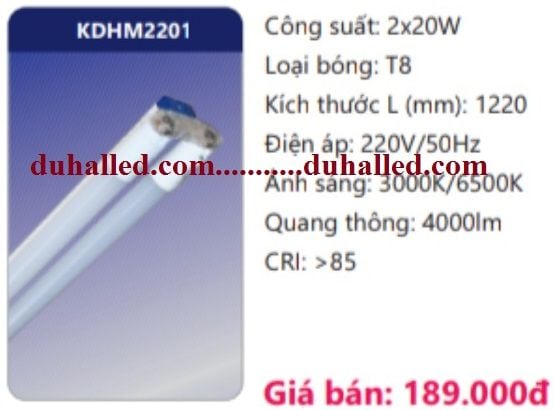  ĐÈN TUÝP LED ĐÔI 1M2 DUHAL 2X20W KDHM2201 / KDHM 2201 