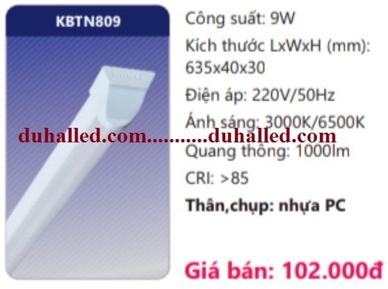  ĐÈN TUÝP LED 0,6M DUHAL 9W KBTN809 / KBTN 809 