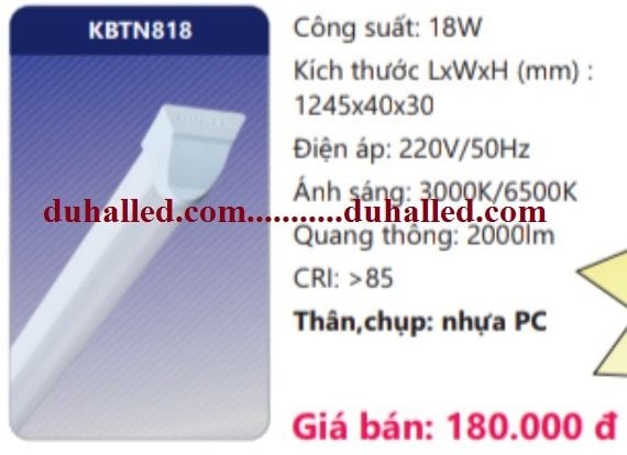  ĐÈN TUÝP LED 1M2 DUHAL 18W KBTN818 / KBTN 818 