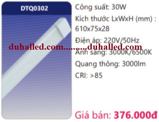  ĐÈN TUÝP LED ỐP TRẦN DUHAL 30W DTQ0302 / DTQ0302 