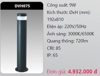  đèn cây sân vườn - đèn trụ sân vườn duhal dvh075 9w 