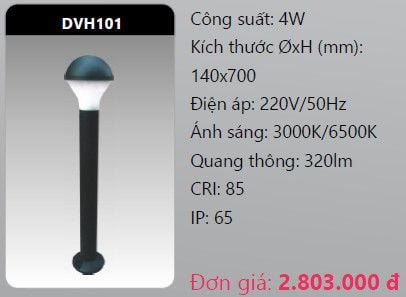  đèn cây sân vườn - đèn trụ sân vườn duhal dvh101 4w 