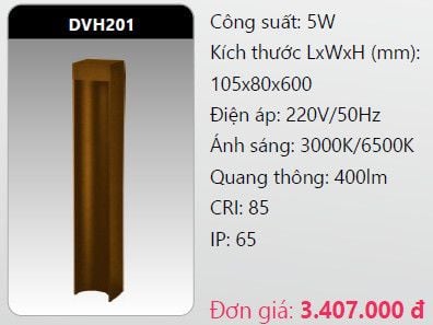  đèn cây sân vườn - đèn trụ sân vườn duhal dvh201 5w 