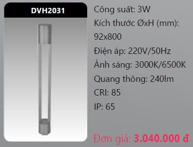  đèn cây sân vườn - đèn trụ sân vườn duhal dvh2031 3w 