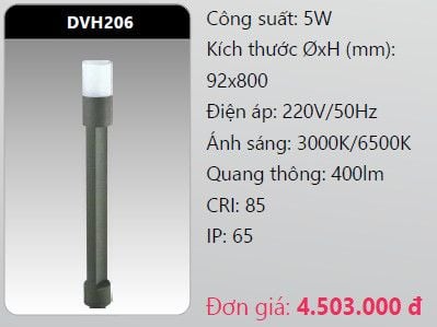  đèn cây sân vườn - đèn trụ sân vườn duhal dvh206 5w 