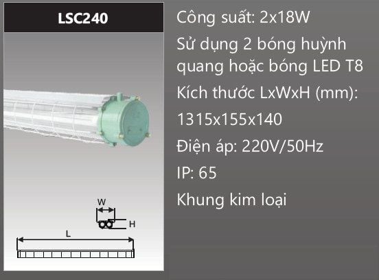  ĐÈN CHỐNG CHÁY NỔ DUHAL 2X18W LSC240 / LSC 240 