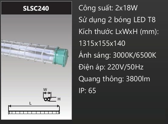  ĐÈN LED CHỐNG CHÁY NỔ  DUHAL 2X18W SLSC240 / SLSC 240 