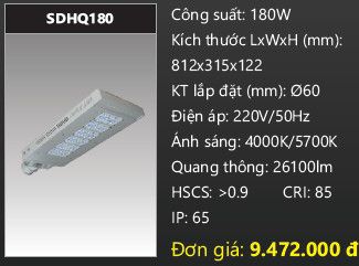  đèn đường led duhal 180w SDHQ180 