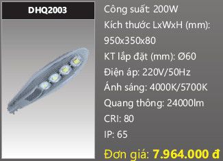  đèn đường led duhal 200w DHQ2003 