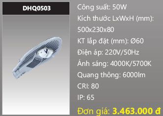  đèn đường led duhal 50w DHQ0503 