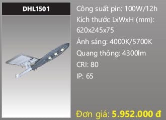  đèn đường năng lượng mặt trời duhal 100w DHL1501 