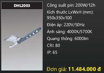  đèn đường năng lượng mặt trời duhal 200w DHL2003 