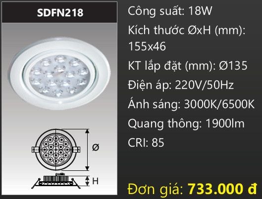  đèn led âm trần xoay chiếu điểm duhal sdfn218 - 18w 