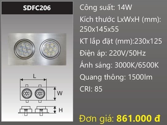  ĐÈN LED ÂM TRẦN CHIẾU ĐIỂM DUHAL 14W - DFC206 / SDFC206 / DFC206 / SDFC 206 