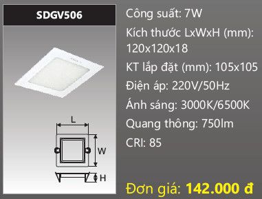  ĐÈN LED ÂM TRẦN DUHAL 6W VUÔNG KDGV506 / KDGV 506 / DGV506 