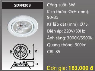  đèn led âm trần xoay chiếu điểm duhal sdfn203 - 3w 