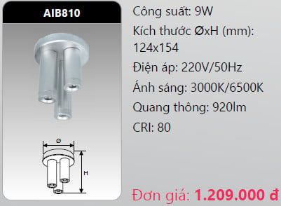  đèn led chiếu vách - chiếu tường duhal aib801 led 9w 