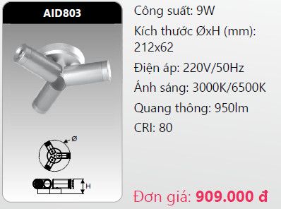  đèn led chiếu vách - chiếu tường duhal aid803 led 9w 