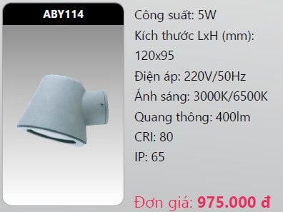  đèn led gắn tường - gắn vách trang trí duhal aby114 5w 