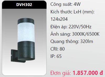  đèn led gắn tường - gắn vách trang trí duhal dvh302 4w 