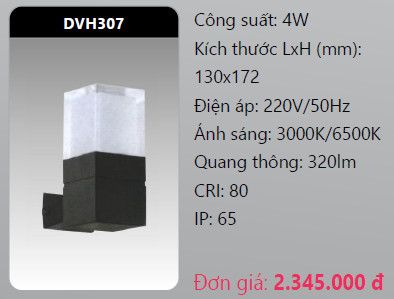  đèn led gắn tường - gắn vách trang trí duhal dvh307 4w 