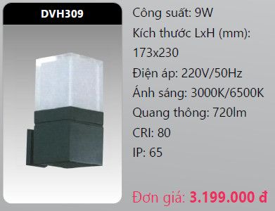  đèn led gắn tường - gắn vách trang trí duhal dvh309 9w 